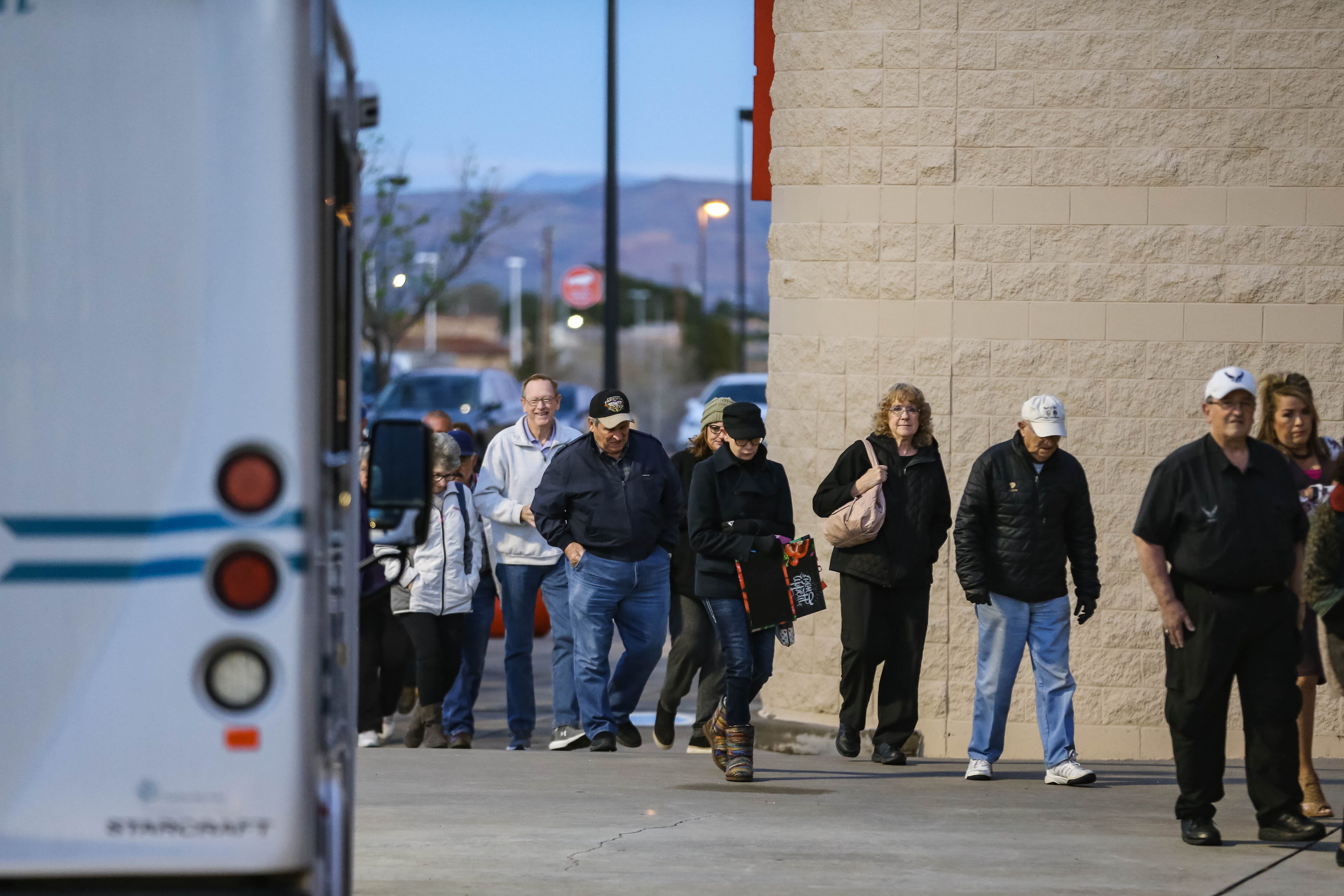 Dozens wait to shop at special early hours dedicated to senior citizens and other at-risk populations at Albertsons on Lohman in Las Cruces on Thursday, March 19, 2020.