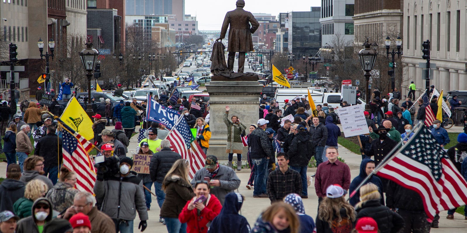 Protesters Converge On Capitol To Protest Michigan Stay Home Order