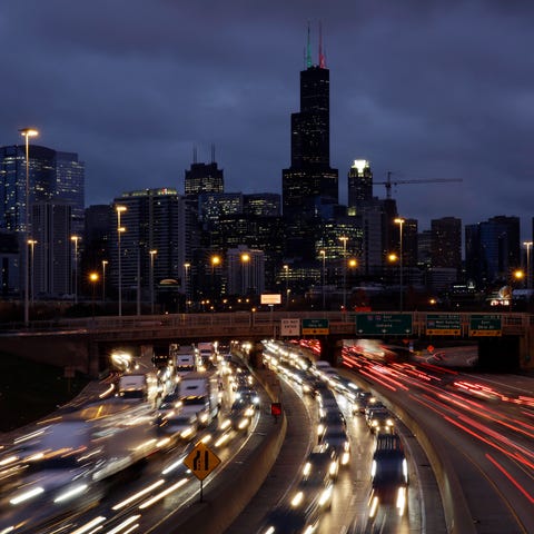 In this photo taken with a long exposure, traffic 