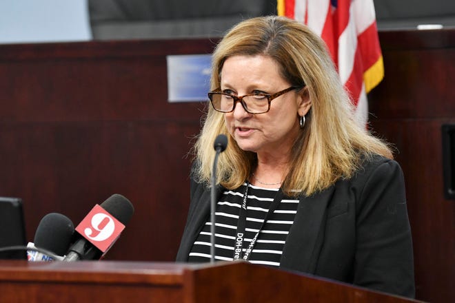 Maria Stahl, chief administrator for the Florida Department of Health in Brevard County answers questions from the media during Thursday's status update on the coronavirus pandemic at the Brevard County Government Center.