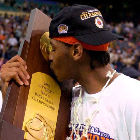 Syracuse's Carmelo Anthony after winning the NCAA 