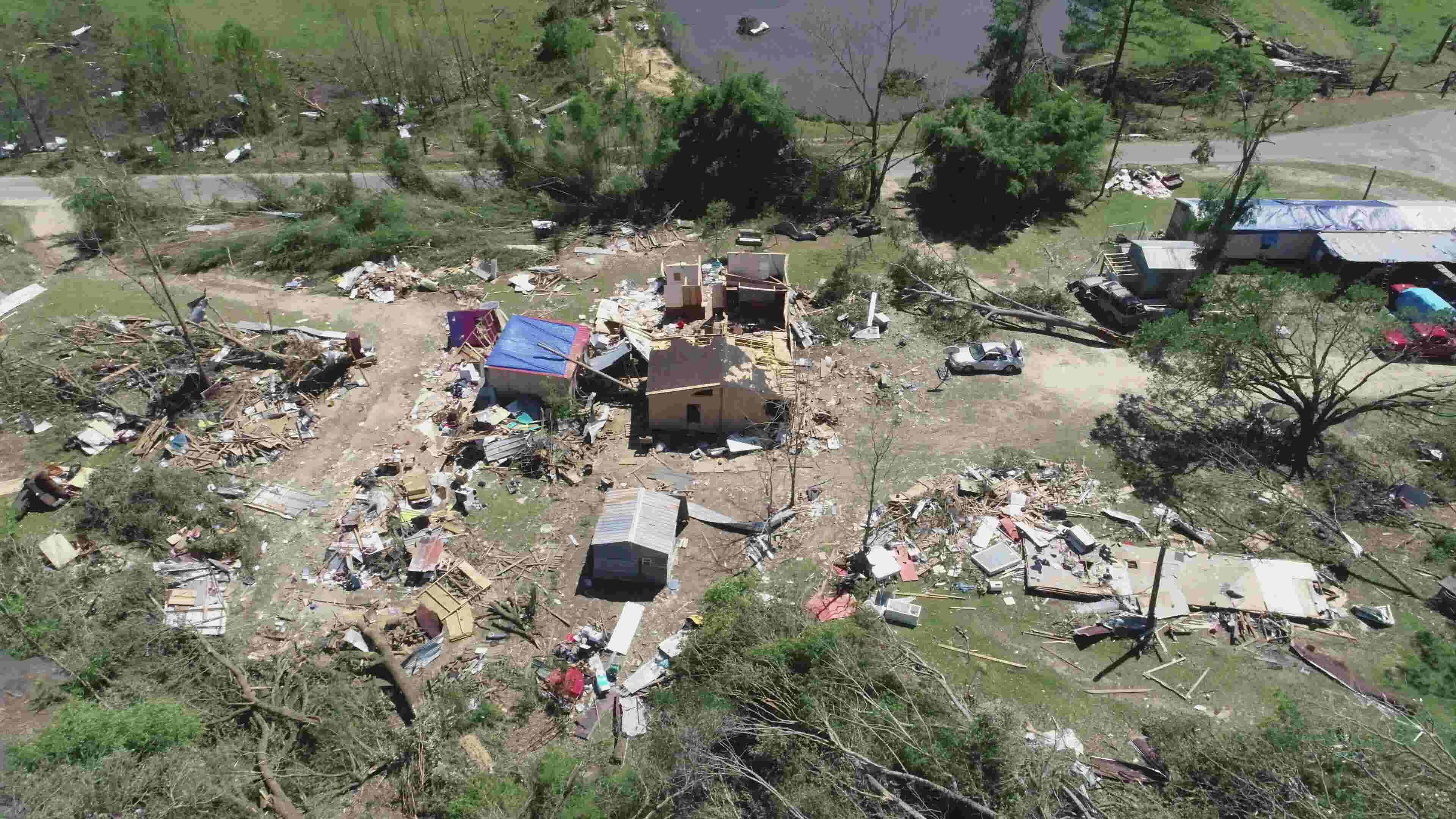 Tornado damage in Soso, Mississippi