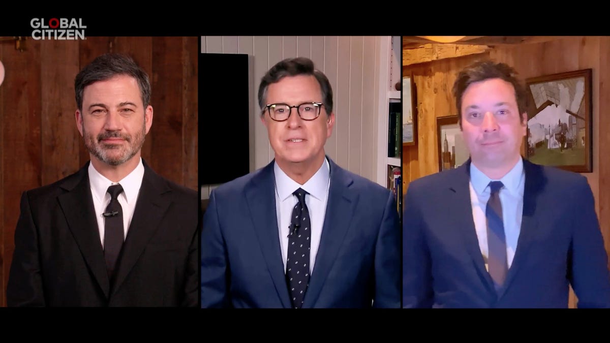 Jimmy Kimmel, Stephen Colbert and Jimmy Fallon.