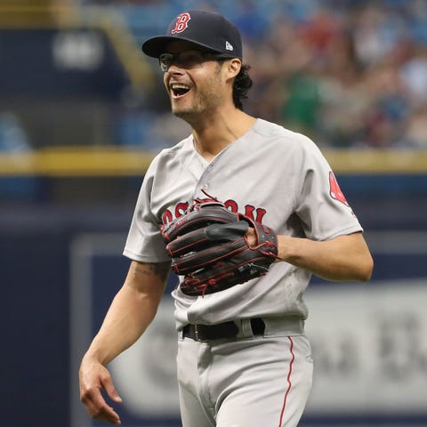 Joe Kelly pitched for the Red Sox during the 2018 