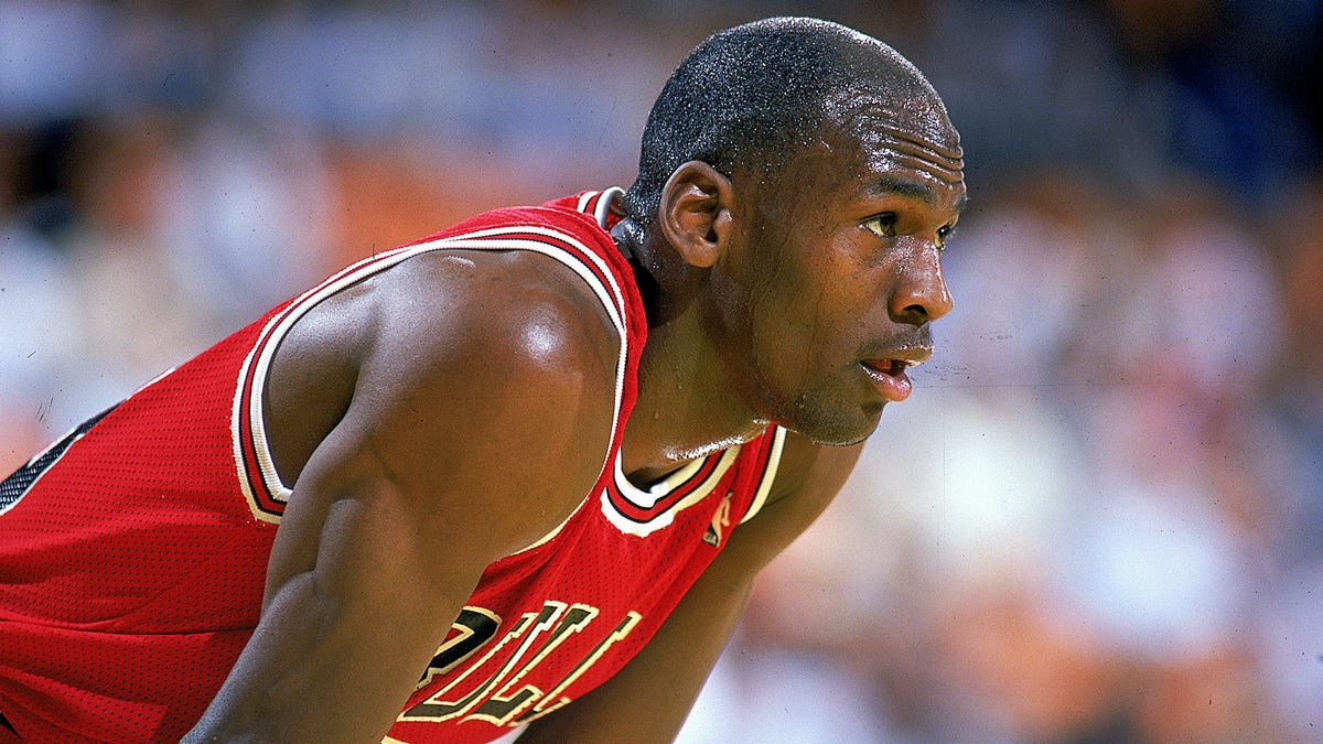A close up of Michael Jordan.