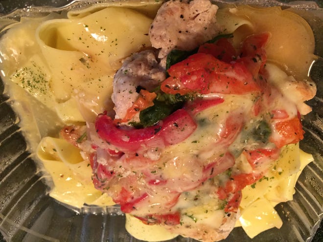 Chicken Toscana from Jules on the Green in Essex on April 21, 2020.