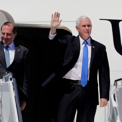 Vice President Mike Pence arrives at Dane County R
