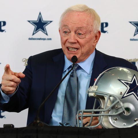 Dallas Cowboys owner Jerry Jones answers questions