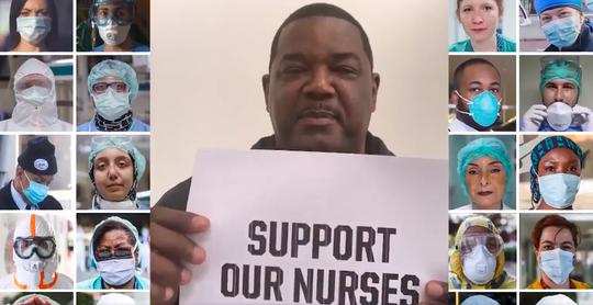 Joe Dumars in a screen shot from the Pistons' musical tribute to health-care workers.