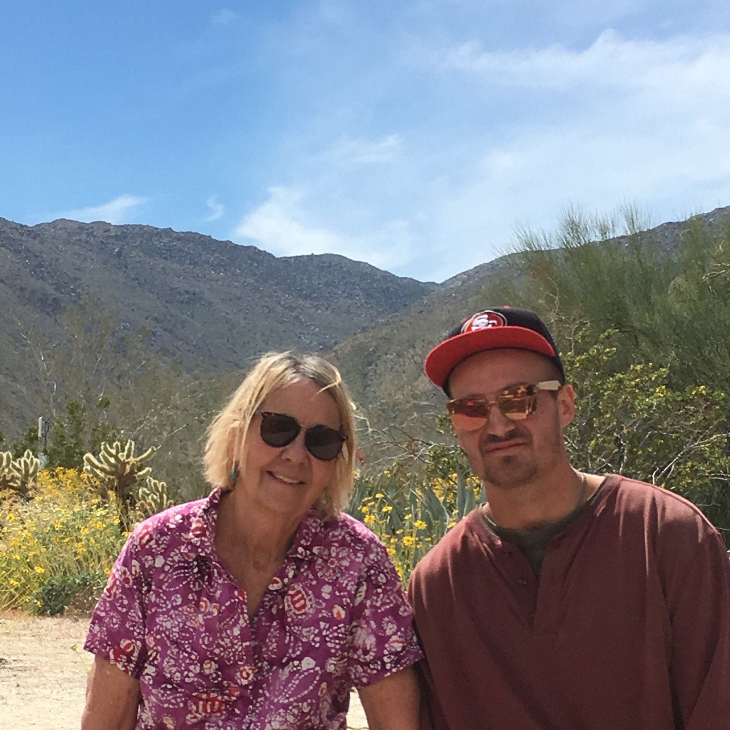 Cheryl Fullerton and her son, Tyler Fullerton, during a family trip to Anza-Borrego Desert State Park in 2019.