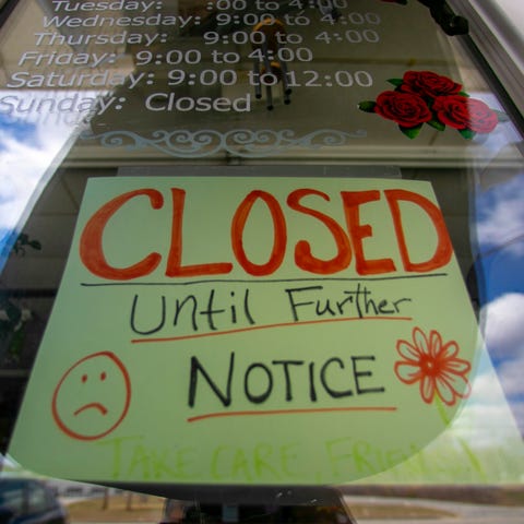Flower shop in Jay, Maine, on April, 16, 2020.