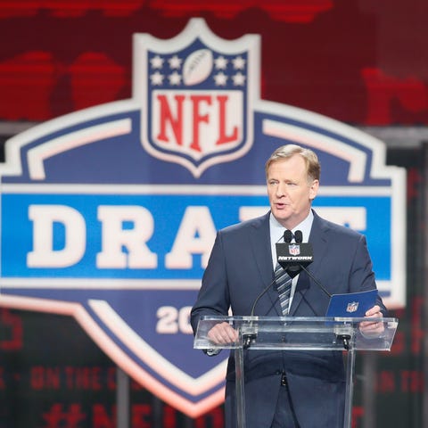 NFL commissioner Roger Goodell speaks in the first