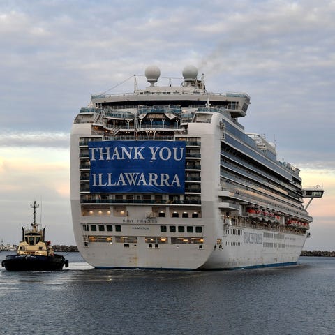 The cruise ship Ruby Princess departs from Port Ke