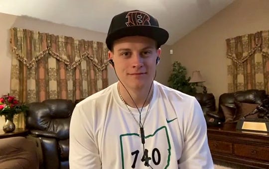 Cincinnati Bengals first-round draft pick, quarterback Joe Burrow, speaks in a virtual press conference after the Bengals selected him at the overall No. 1 spot in the 2020 NFL Draft on Thursday, April 23, 2020.