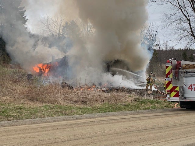 A fire broke out Saturday morning in Bath, destroying a house and garage.