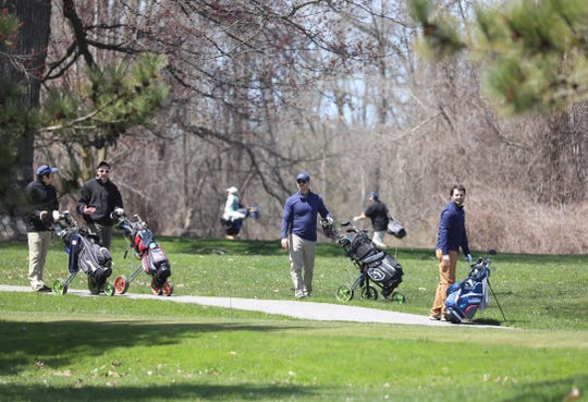 Sunshine and warmer temperatures saw parks, golf courses and the shoreline full of people Saturday, April 25, 2020.  Genesee Valley Park Golf Course was filled with golfers.  Genesee Valley was one of three county parks allowed to open yesterday with restrictions to stop the spread of COVID-19.  