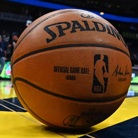 Detailed view of a NBA spalding basketball at cent