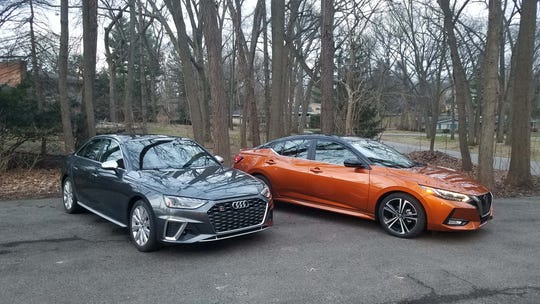 The $25,000 Sentra SR is so good looking it compares well to a $63,000 Audi S4, left.