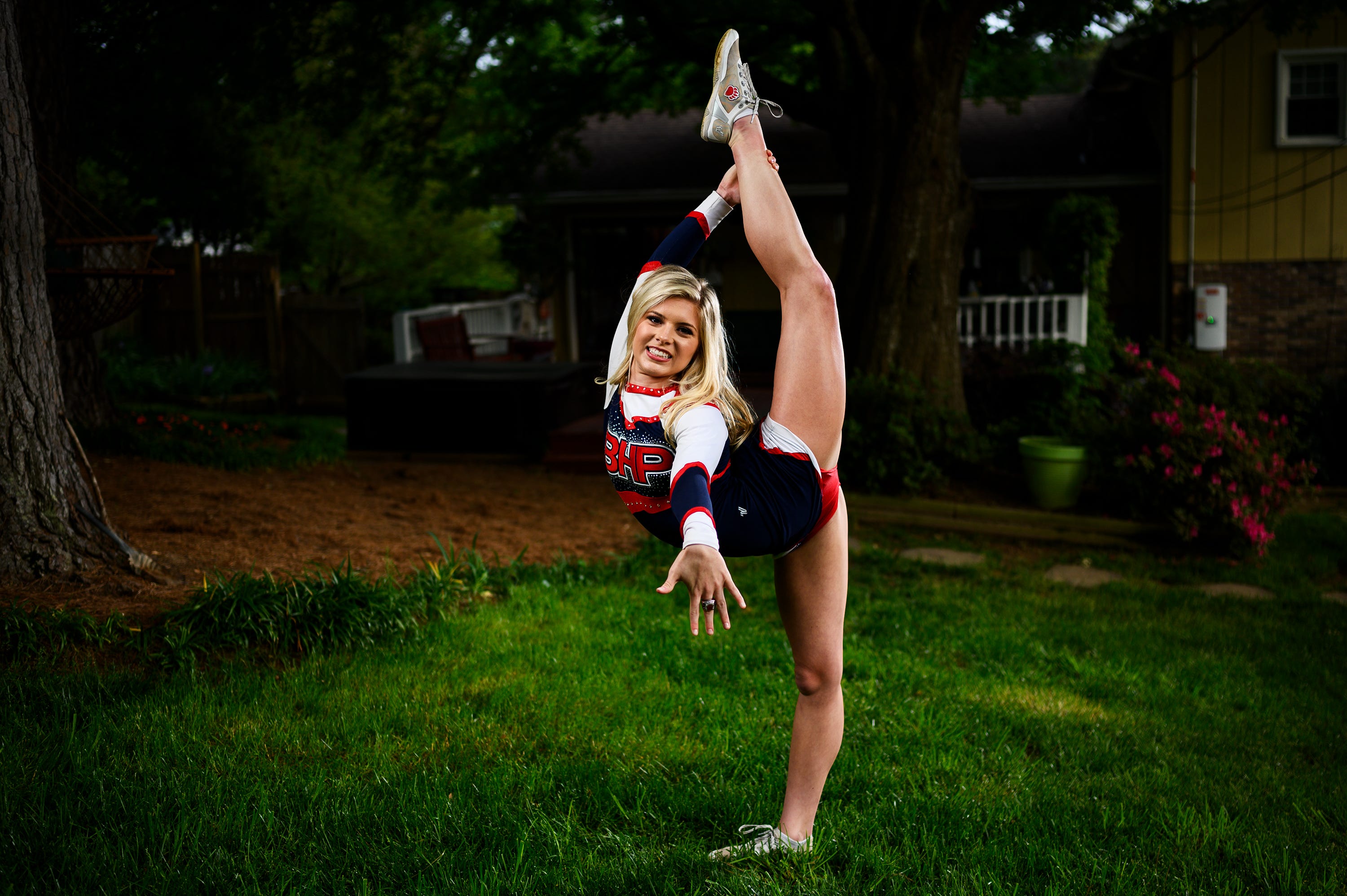 Belton-Honea Path High School's Mattison Watson poses for a portrait in her back yard Wednesday, April 22, 2020. Watson is The Greenville New's 2019-20 All-Upstate competitive cheerleader of the year.