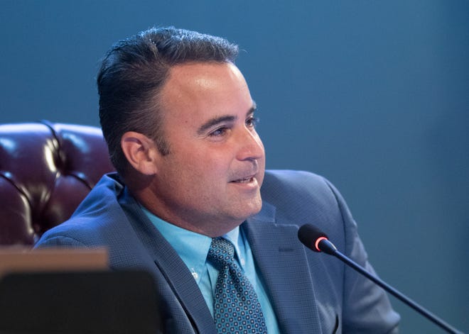 Escambia County District 2 commissioner Doug Underhill speaks during a meeting in downtown Pensacola on Tuesday, April 28, 2020.