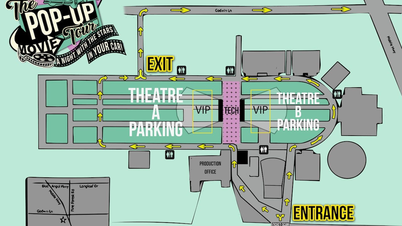 Pensacola PopUp Movie Tour July & August movie listings, ticket info