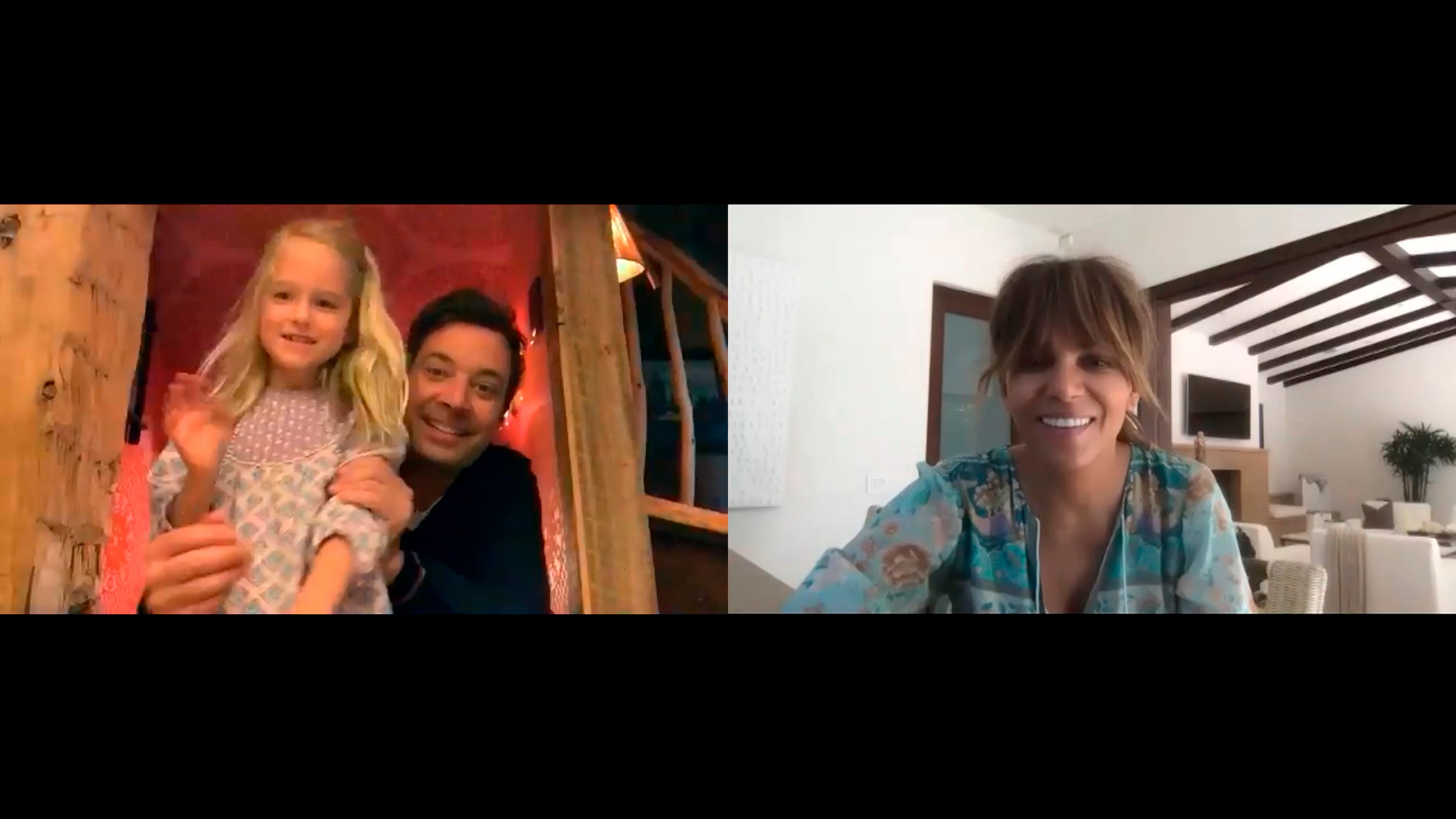Jimmy Fallon and his daughter video chat with Halle Berry on the April 21 episode of "The Tonight Show Starring Jimmy Fallon."
