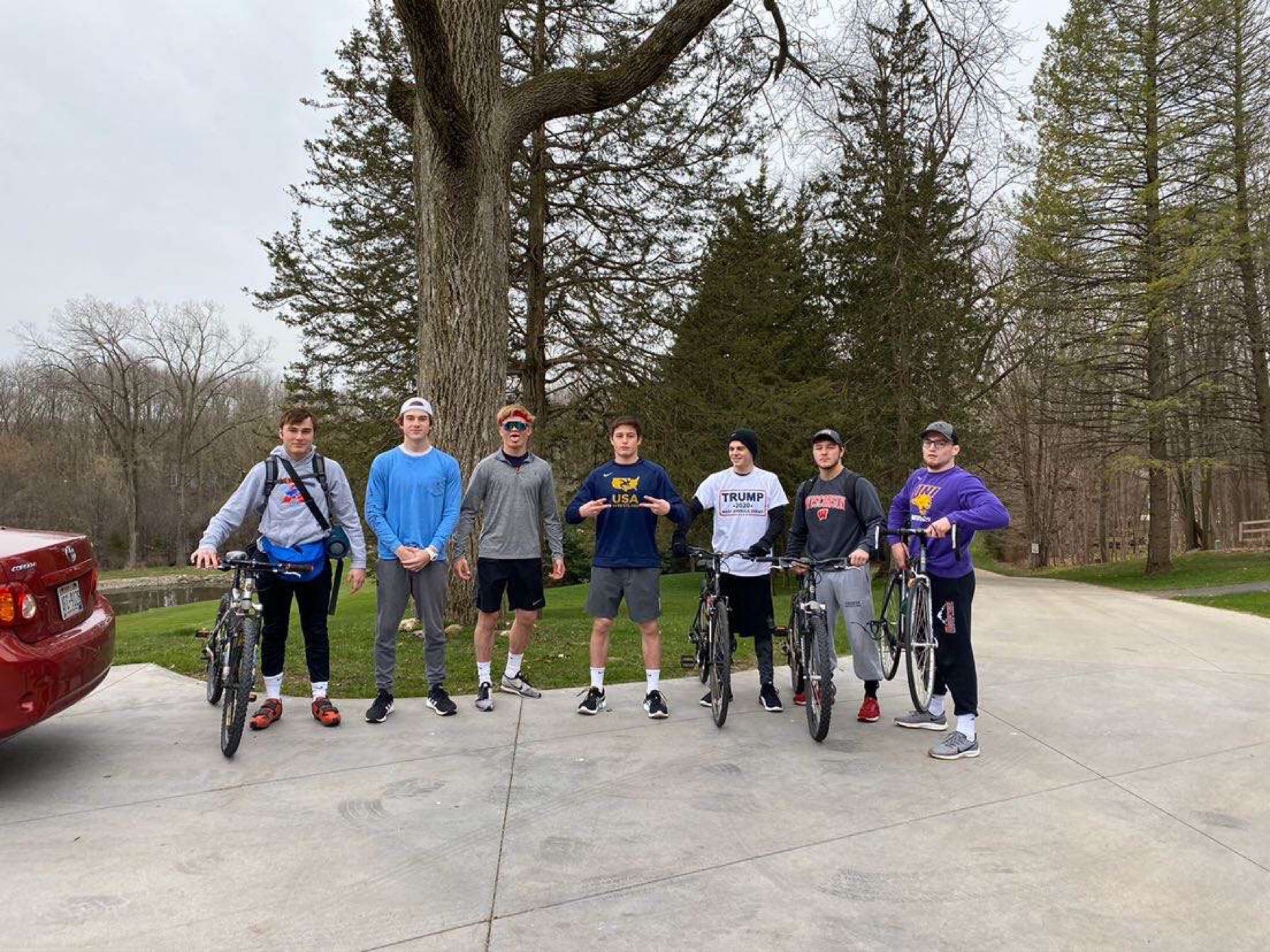 Arrowhead wrestler Keegan O'Toole and some friends recently tried a marathon April 25. O'Toole, along with fellow Arrowhead wrestlers Jack Ganos and Jeffrey Pfannerstill ran, while Noah Mulvaney, Jonah Luther, Josh Otto and Parker Keckeisen rode their bikes to provide support. Pictured before the marathon, from left, Mulvaney, Pfannerstill, Ganos, O'Toole, Luther, Otto and Keckeisen.