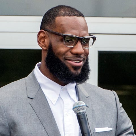 LeBron James speaks at the opening ceremony for th