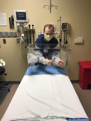 Law enforcement agencies from Wichita, Wilbarger and Lubbock counties teamed up to distribute intubation chambers like this one to local medical facilities. The West Texas 3-D COVID-19 Relief Consortium manufactured and donated them.