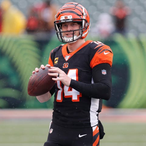 Andy Dalton warms up prior to a December game agai