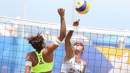 Texas A&M-Corpus Christi beach volleyball freshman Giuliana Poletti Corrales competed in one Olympic qualifier for her native Paraguay before the COVID-19 pandemic shut down competition.