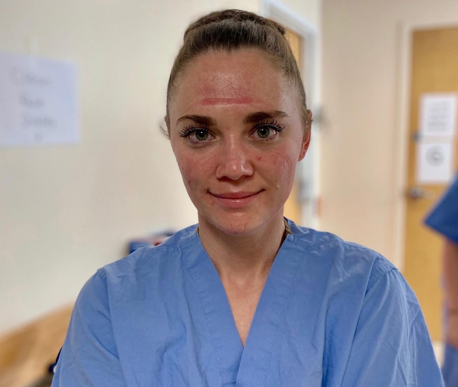 "I never imagined combating a pandemic within my first year," says Elizabeth Bailey Gruver, who graduated from nursing school one year ago and battles the COVID-19 pandemic at Tallahassee Memorial HealthCare.