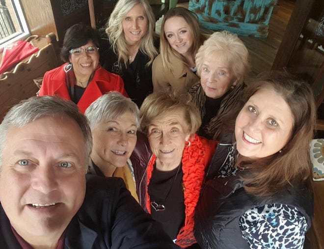 Longtime Nashville Realtor Vernice Bryan, center, inspired many in the industry. She is pictured here with her son Richard Bryan, front row from left, daughter Kathleen Thompson and Monica Baker; and back row, from left, Chole Hernandez, Stephanie Hollis, Rachel Cothern and Gloria Riches.