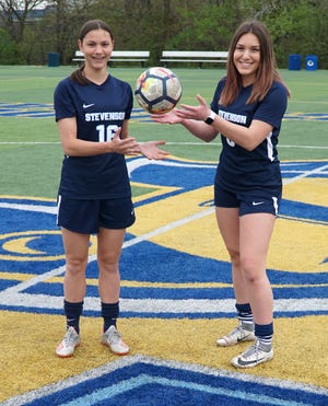        Former Livonia Stevenson High soccer teammates Abby Werthman, left, and Nikki Verant will be teaming up at Madonna University in the future.                        