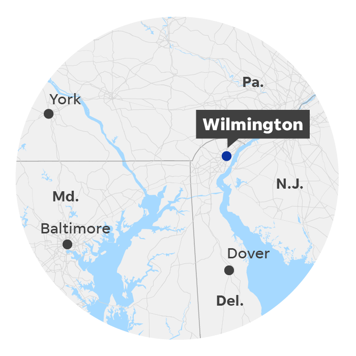 Wilmington, Del. locator map