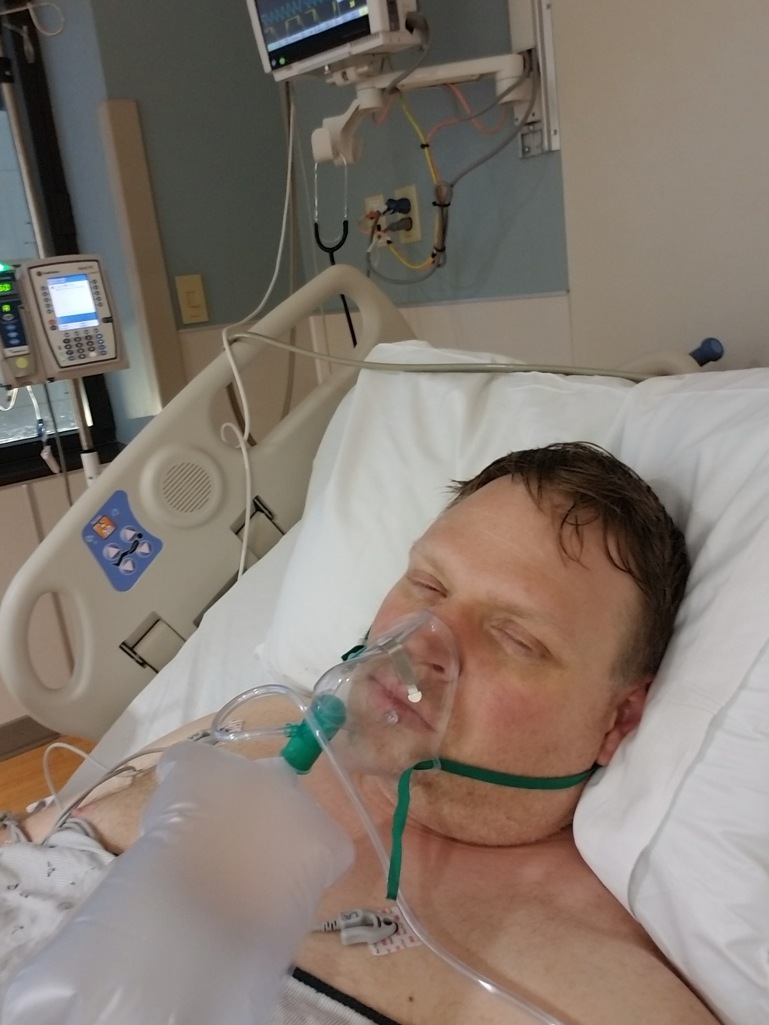 Eric Goedge, 48, spent more than a week hospitalized with coronavirus. When the Berkely man got home, he realized he couldn't walk up his stairs without help.