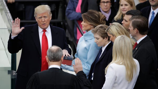 Donald Trump is sworn in as the 45th president of 
