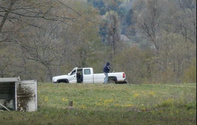 Richland County Sheriff's Office deputies apprehended a suspect Monday afternoon after the suspect stole a Richland County Auditor's Weights and Measures pickup truck. The incident ended in a field off Cook Road across from Royal Oak Estates. Lou Whitmire/News Journal
