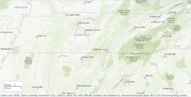 The earthquakes hit early Sunday morning in Sewanee, Tennessee.