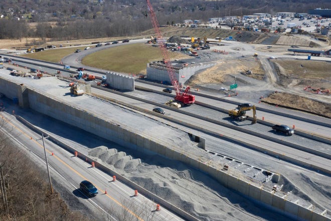 The Legoland overpass over Route 17 is seen on March 27.