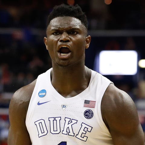 Zion Williamson during the 2019 NCAA tournament wi