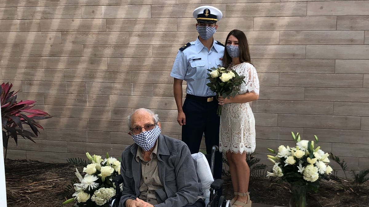 Samantha Crowel's  grandfather Santo Giovanni Melchiorre, 96, was stuck in a rehab center in Fort Myers, Fla., when Crowel married Austin Kiesel on April 18. So Crowel and Kiesel brought the wedding to him.