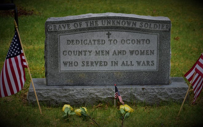 The marker of the Grave of the Unknown Soldier at Evergreen Cemetery in Oconto. A public Memorial Day program will not be held in Oconto and most other communities in Oconto County this year because of the pandemic.