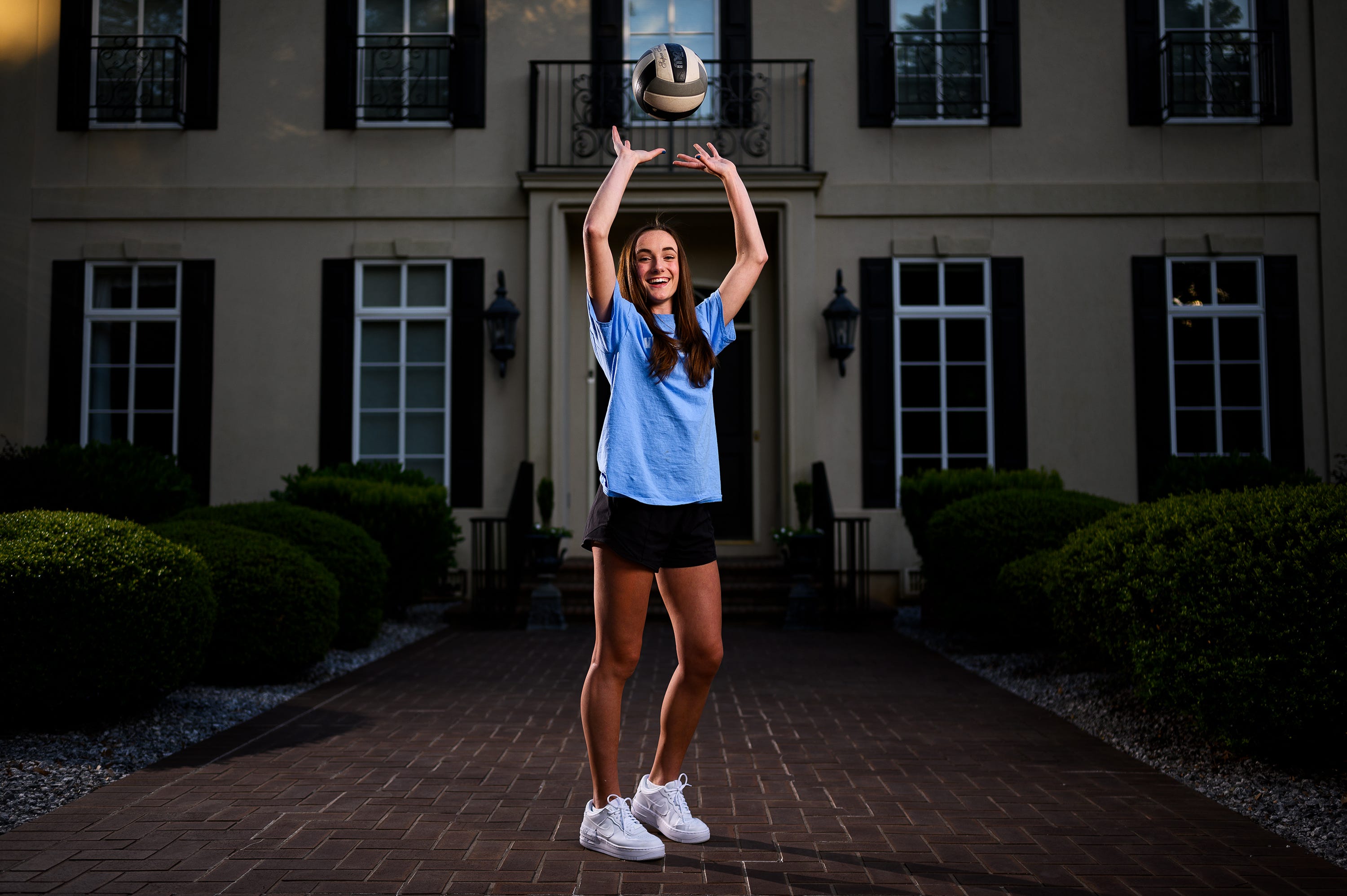 T.L. Hanna High School girls volleyball player Bella Easton poses for a portrait in front of her home Monday, May 11, 2020. Easton is the 2019-20 All Upstate girls academic star of the year.