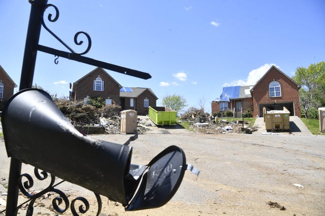 Many homes were damaged by the March 3 tornado that struck inside the Triple Crown subdivision in Mt. Juliet, Tenn. Tuesday, April 21, 2020.