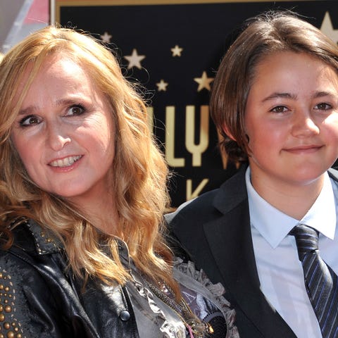 Melissa Etheridge poses with her son Beckett durin