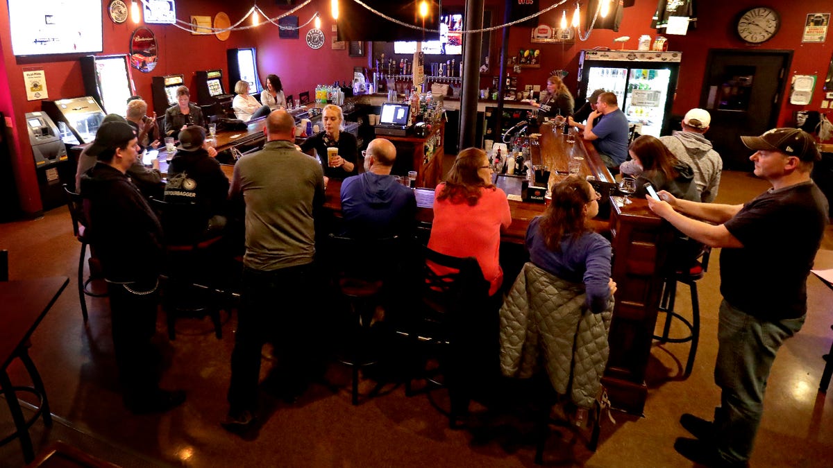 The Dairyland Brew Pub opens to patrons following the Wisconsin Supreme Court's decision to strike down Gov. Tony Evers' safer-at-home order on Wednesday, May 13, 2020 in Appleton, Wis.