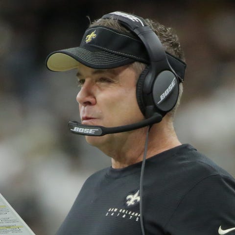 New Orleans Saints head coach Sean Payton looks on