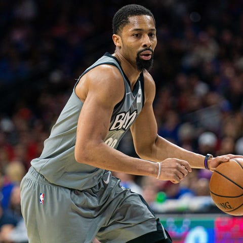 Spencer Dinwiddie during a Brooklyn Nets game in F