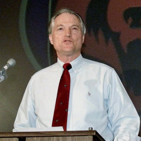 The late Michael McCaskey at a press conference in